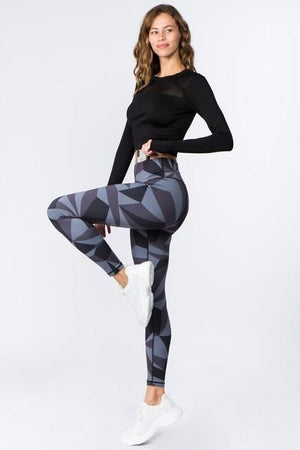 Women's Active High Rise Geo Print Workout Leggings (Size L Only)